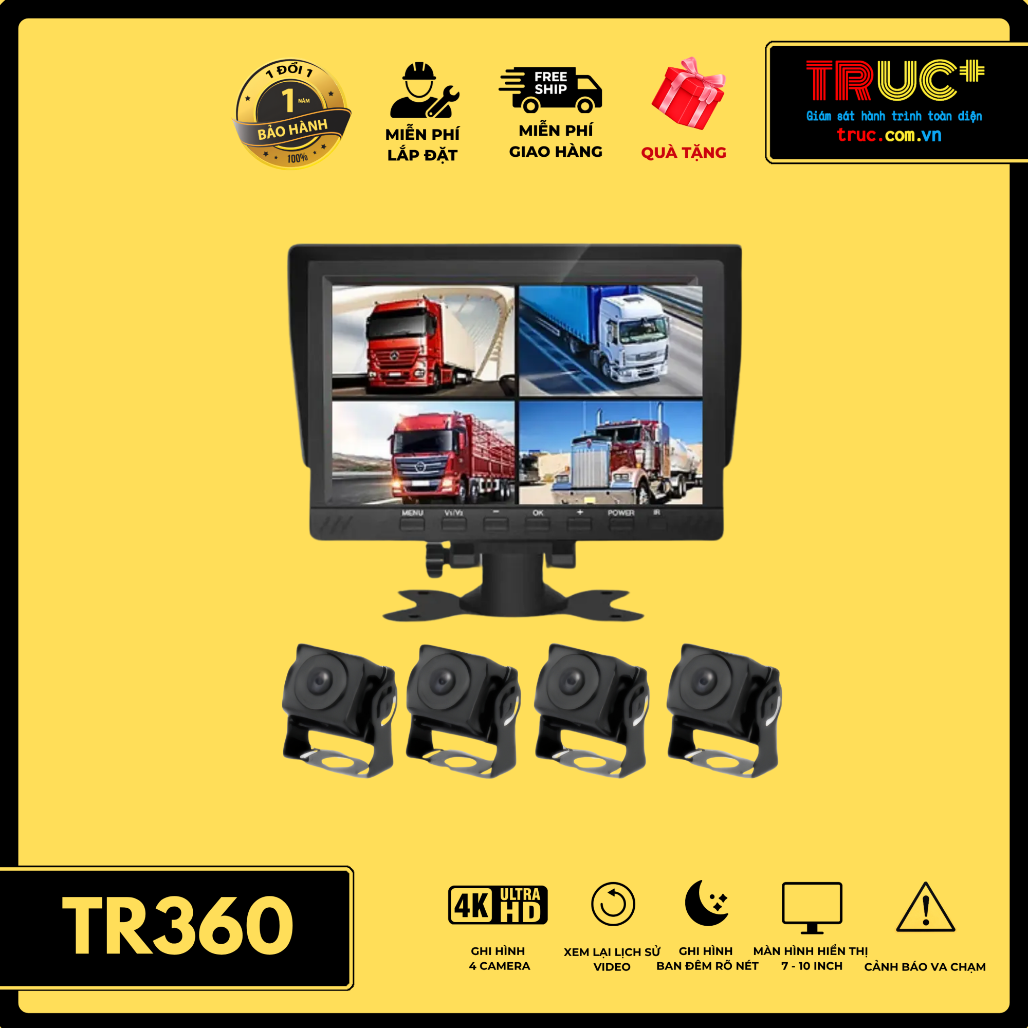 TR360 4K | Camera 360 Camera Hành Trình Chuyên Dùng Xe Tải Xe Khách Xe Đầu Kéo
