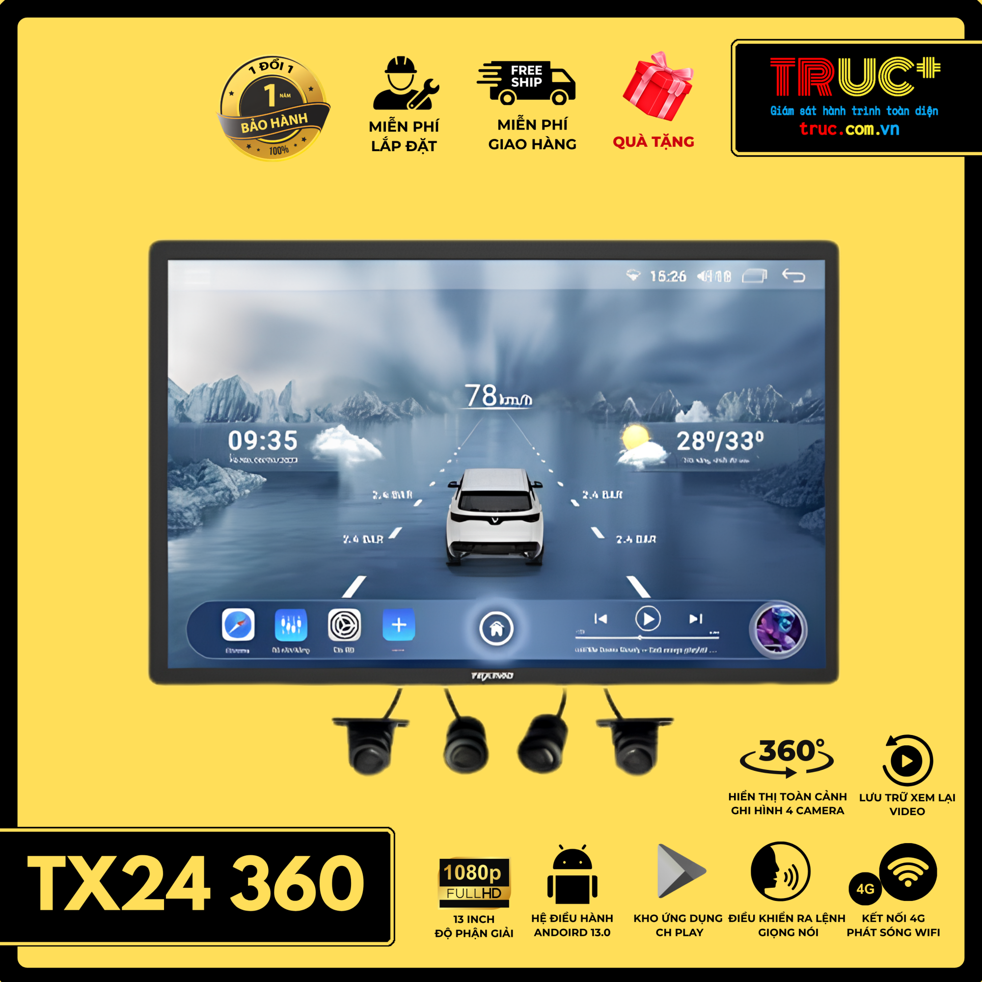 T24 360 | Màn Hình Android 13.1 Inch Nhiều Tiện Ích
