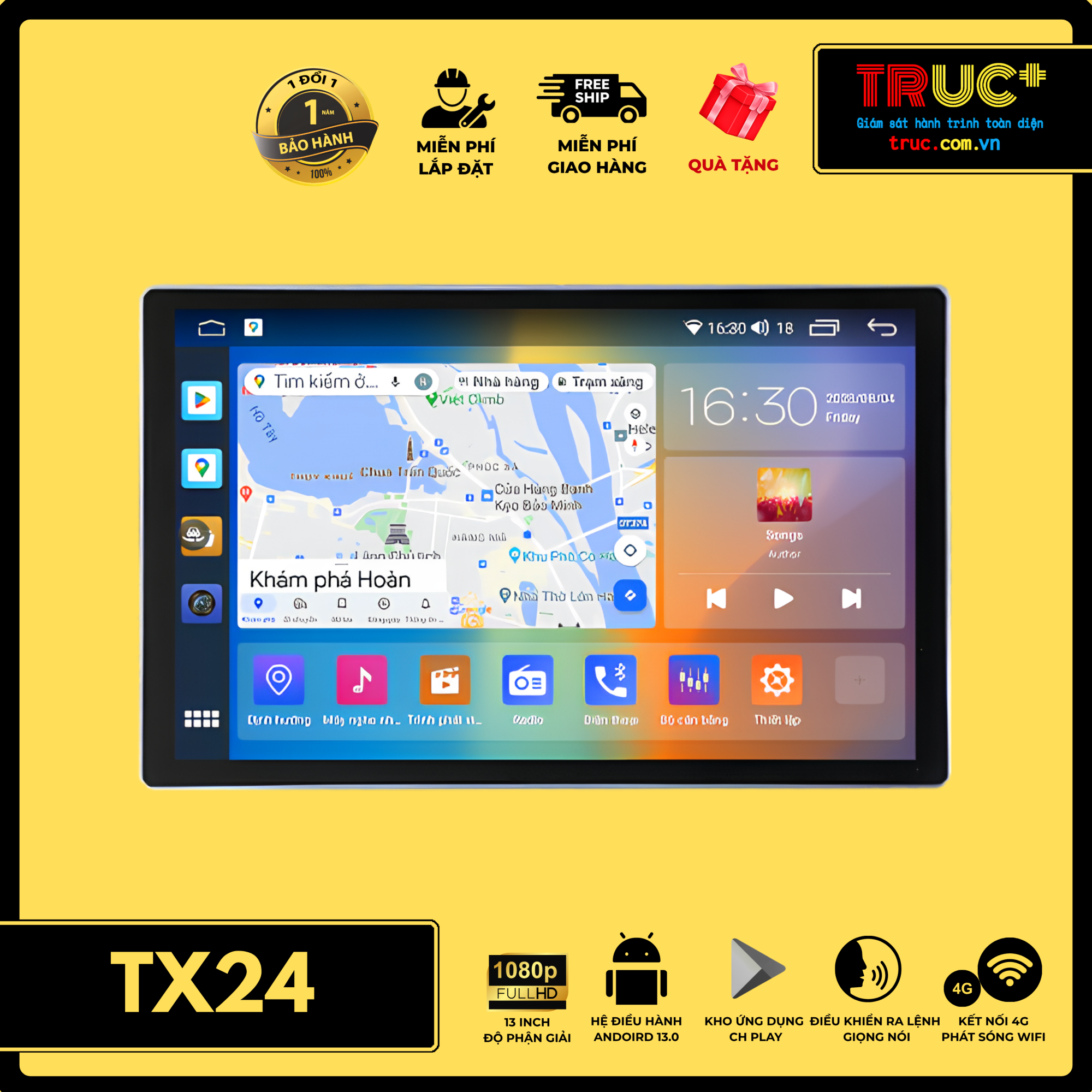 TX24 | Màn hình Android 13 inch thông minh nhiều tiện ích