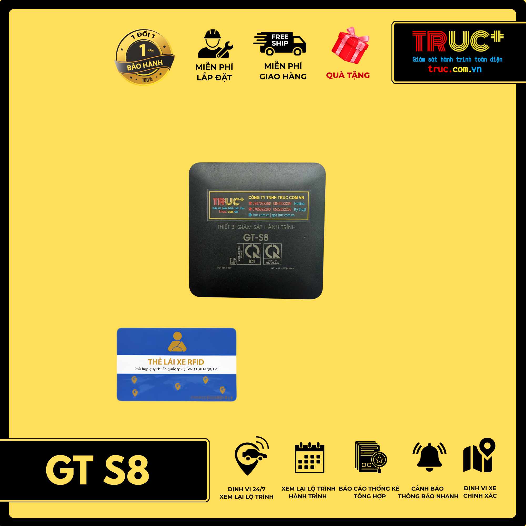 TR - GT S8 | Thiết Bị Giám Sát Hành Trình Xe | Định Vị GPS 4G Quy Chuẩn Cao Cấp