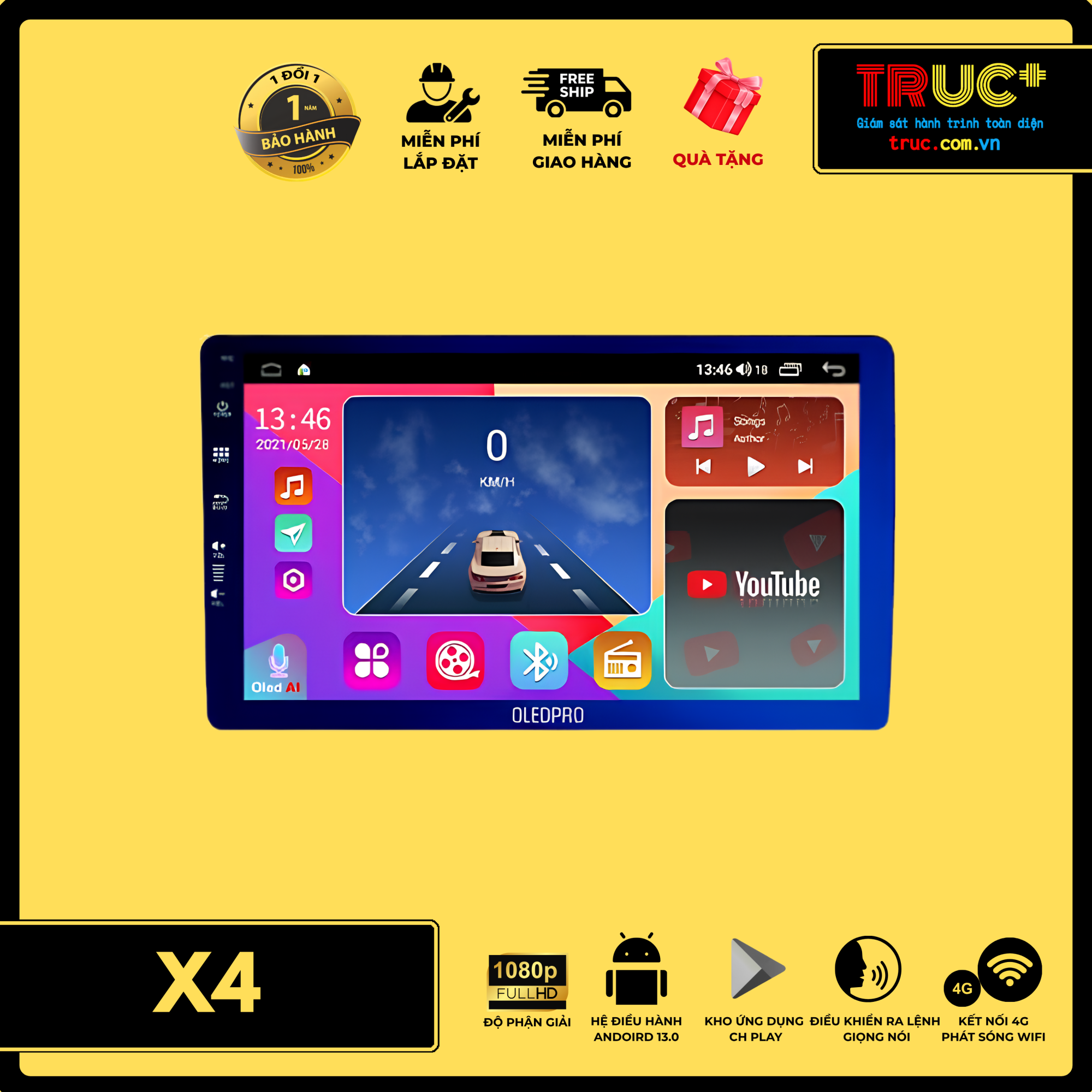 X4 | Màn Hình Android Nhiều Tiện Ích Thông Minh Mọi Loại Xe Ôtô