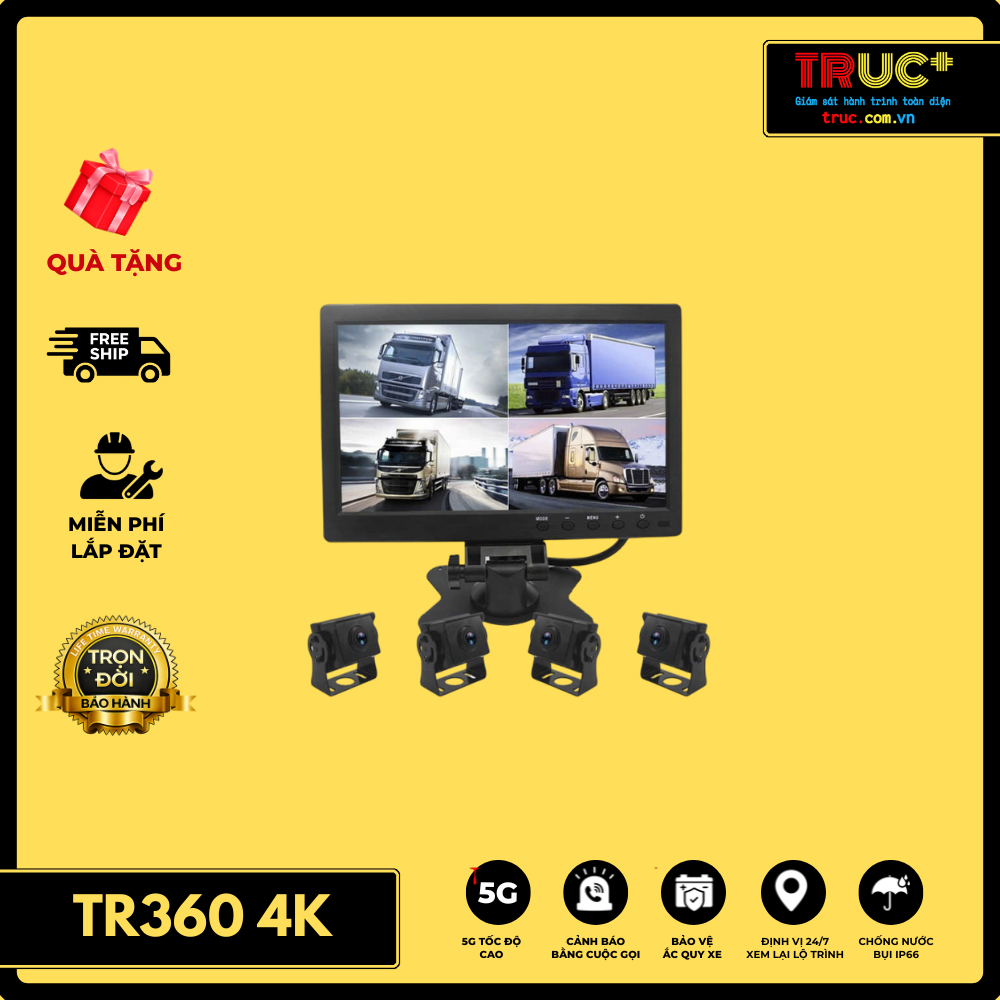 TR360 4K | Camera 360 Camera Hành Trình Chuyên Dùng Xe Tải Xe Khách Xe Đầu Kéo