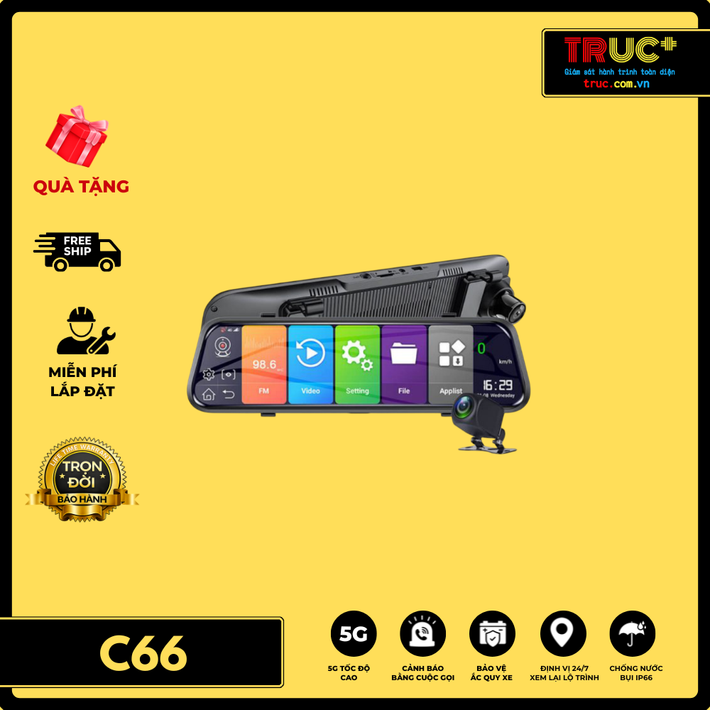 C66 | Camera hành trình ghi hình trước sau FHD | Giám sát trực tuyến video | Định vị | Giải trí
