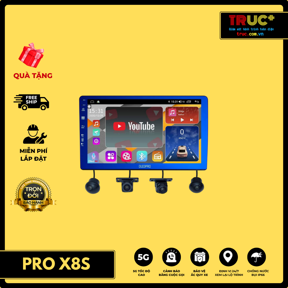 OLED PRO X8S | Màn hình Android thông minh | Camera 360